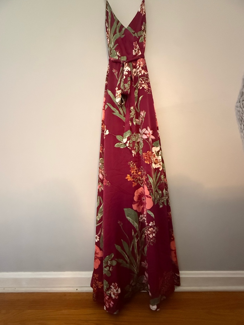 Lulu's Burgundy Floral Maxi Dress